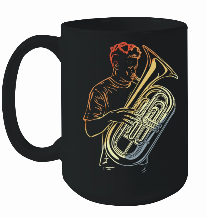 Tuba Guy Drawing Vintage Look Ceramic Mug