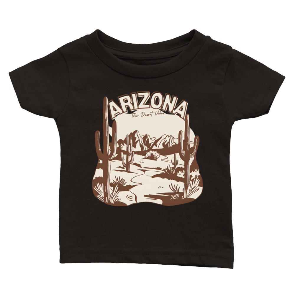 Arizona Desert Vibes - Retro Cactus Landscape Grap Classic Baby Crewneck T-shirt