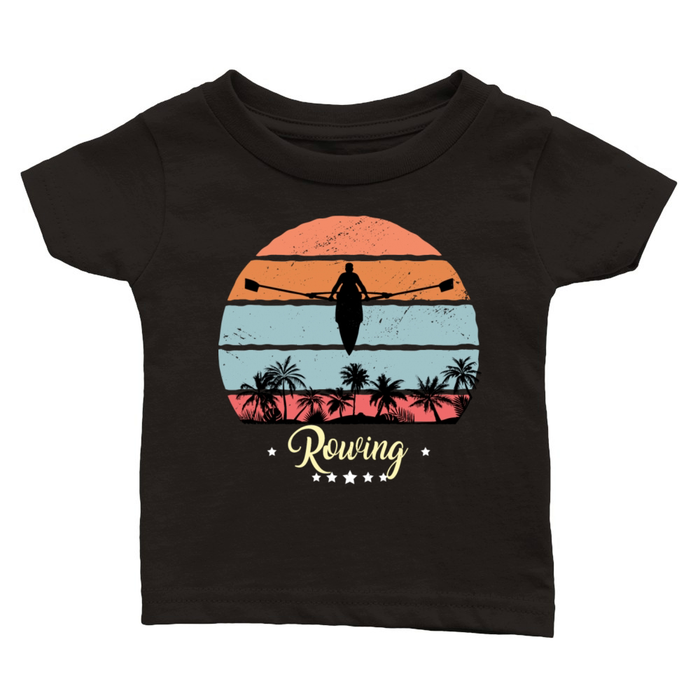 Kayak rowing vintage retro sunset sport Classic Baby Crewneck T-shirt
