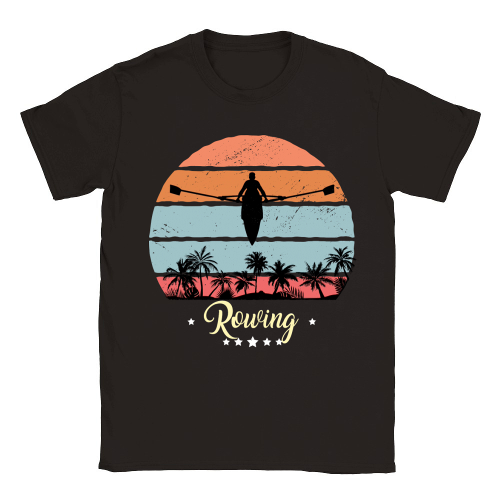 Kayak rowing vintage retro sunset sport Classic Kids Crewneck T-shirt