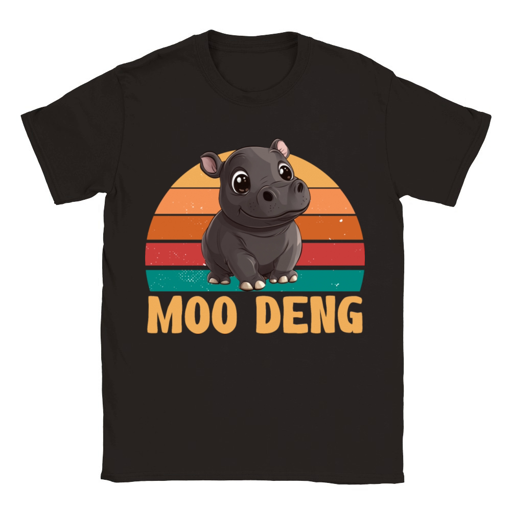 Vintage Moo Deng Baby Hippo Zoo Baby Hippo MooDeng Classic Kids Crewneck T-shirt