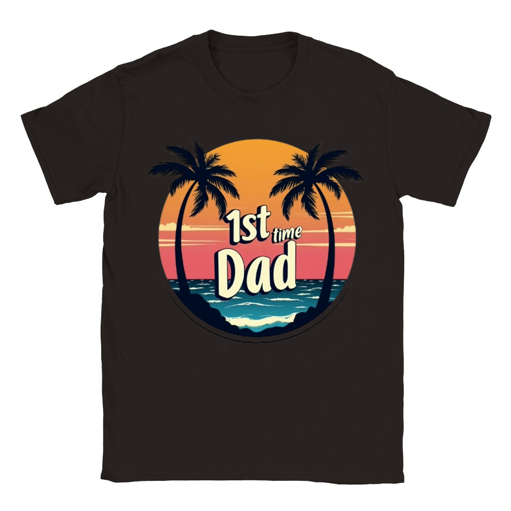 Vintage Retro Sunset 1st First Time Dad est 2024 Classic Kids Crewneck T-shirt