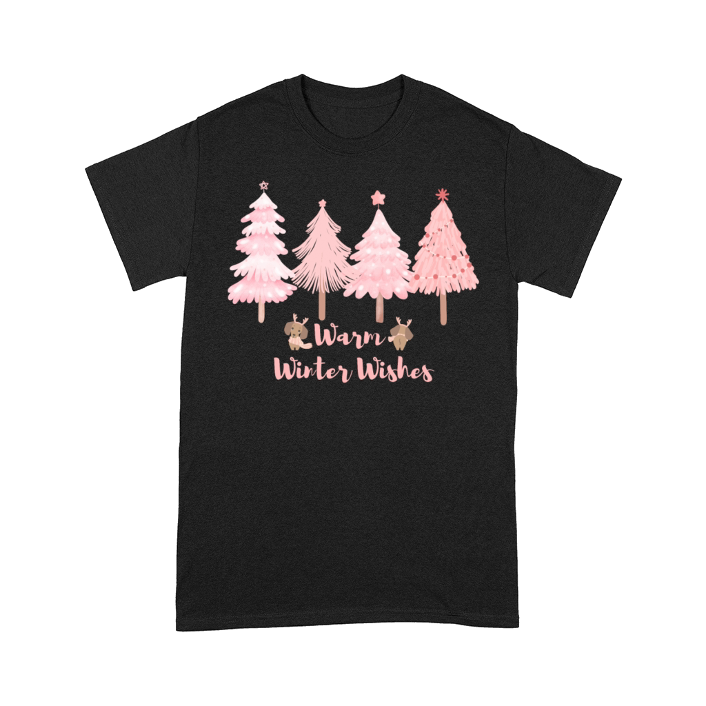 Pink Christmas tree Warm Winter wishes Comfort T-shirt