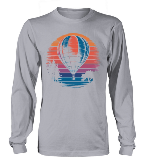 Hot Air Balloon Retro Sunset Vintage Scenic Long sleeved Unisex