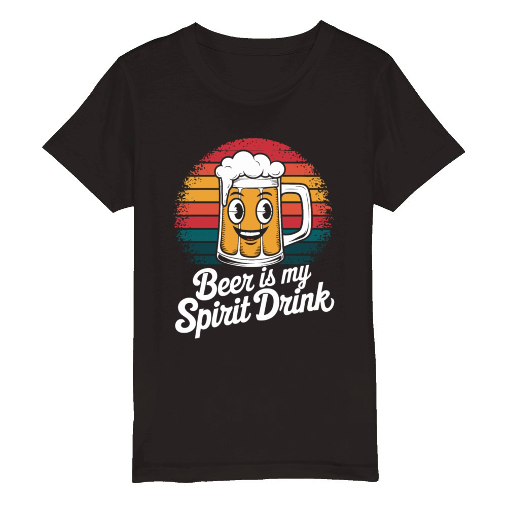 Beer Is My Spirit Drink Vintage Mug Organic Kids Crewneck T-shirt