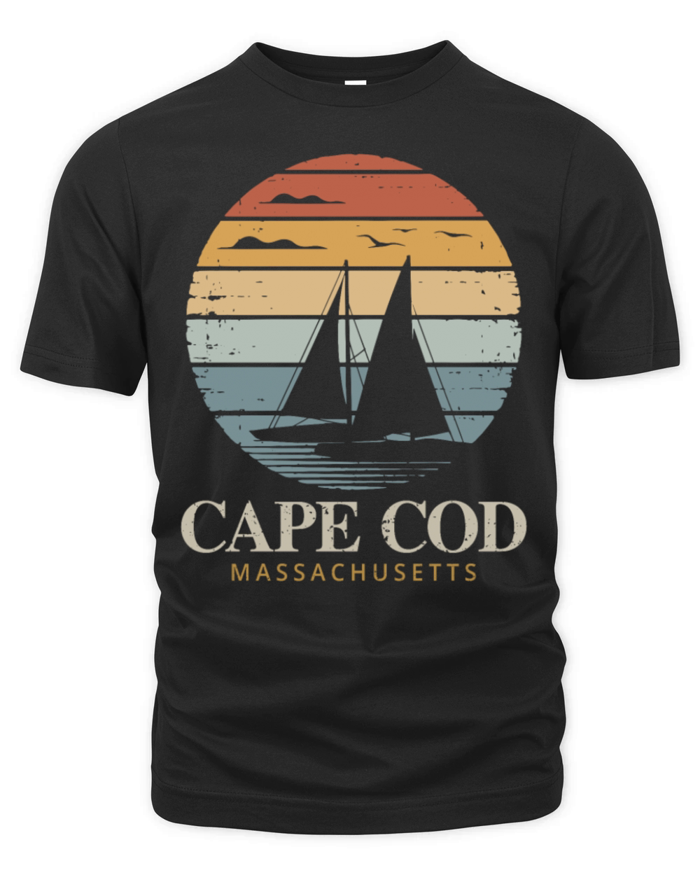 Cape Cod Vintage SunsetMassachusetts Sailing Organic Unisex T-shirt