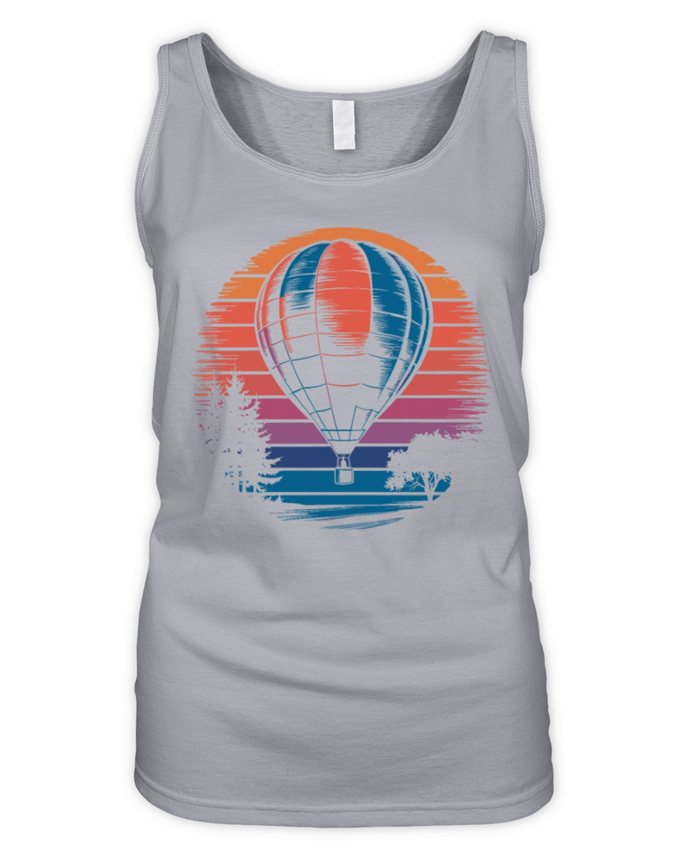 Hot Air Balloon Retro Sunset Vintage Scenic Organic Women's Tank Top