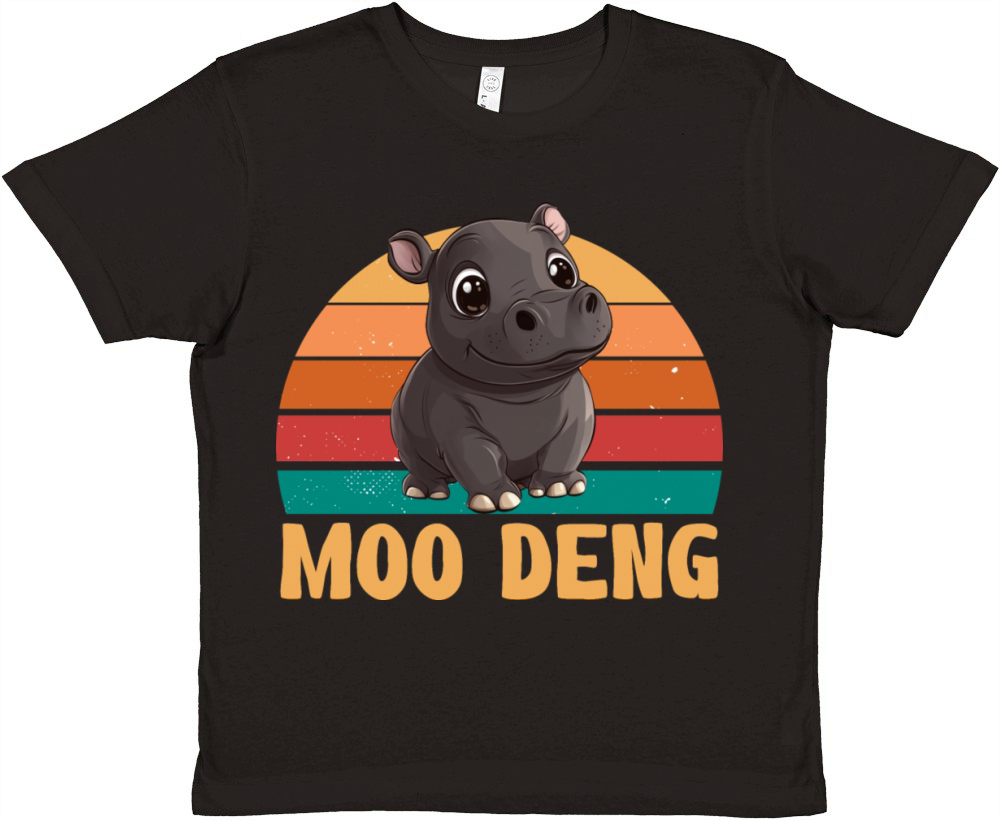 Vintage Moo Deng Baby Hippo Zoo Baby Hippo MooDeng Premium Kids Crewneck T-shirt