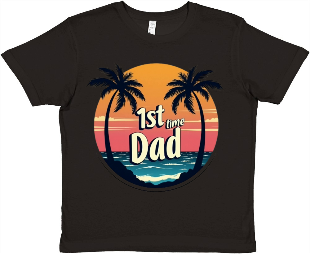 Vintage Retro Sunset 1st First Time Dad est 2024 Premium Kids Crewneck T-shirt