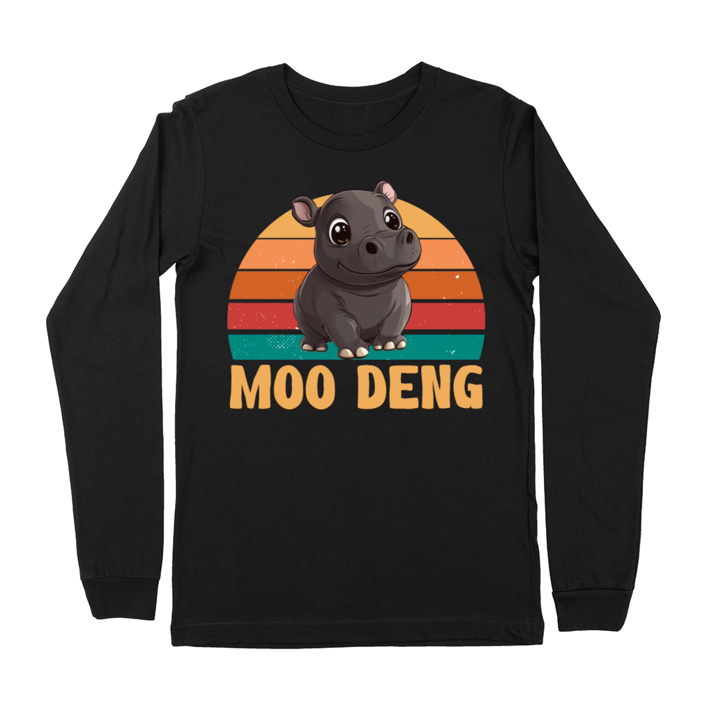 Vintage Moo Deng Baby Hippo Zoo Baby Hippo MooDeng Premium Long Sleeve