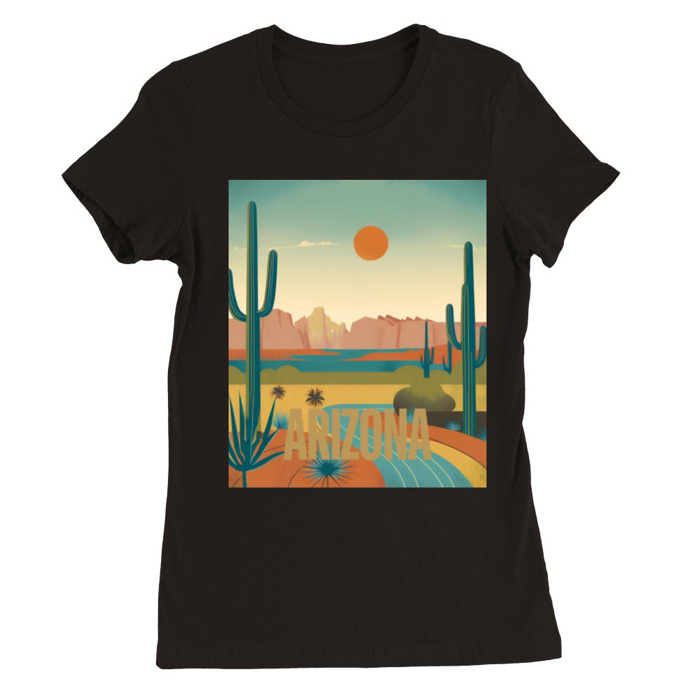 Arizona Desert Vintage Sunset T-Shirt Premium Womens Crewneck T-shirt