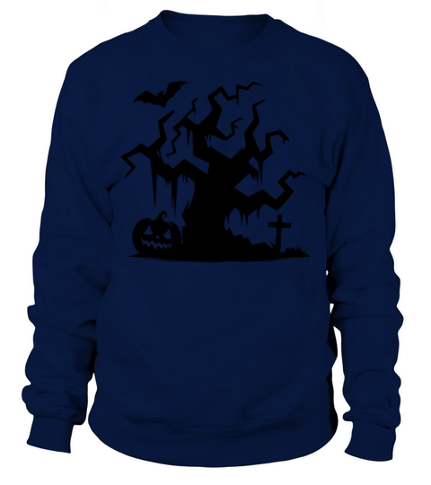 Halloween Haunted Tree With Pumpkin And Bat Sweatshirt Unisex