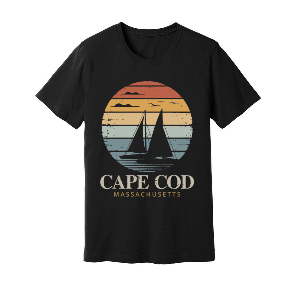 Cape Cod Vintage SunsetMassachusetts Sailing Unisex Jersey Tee