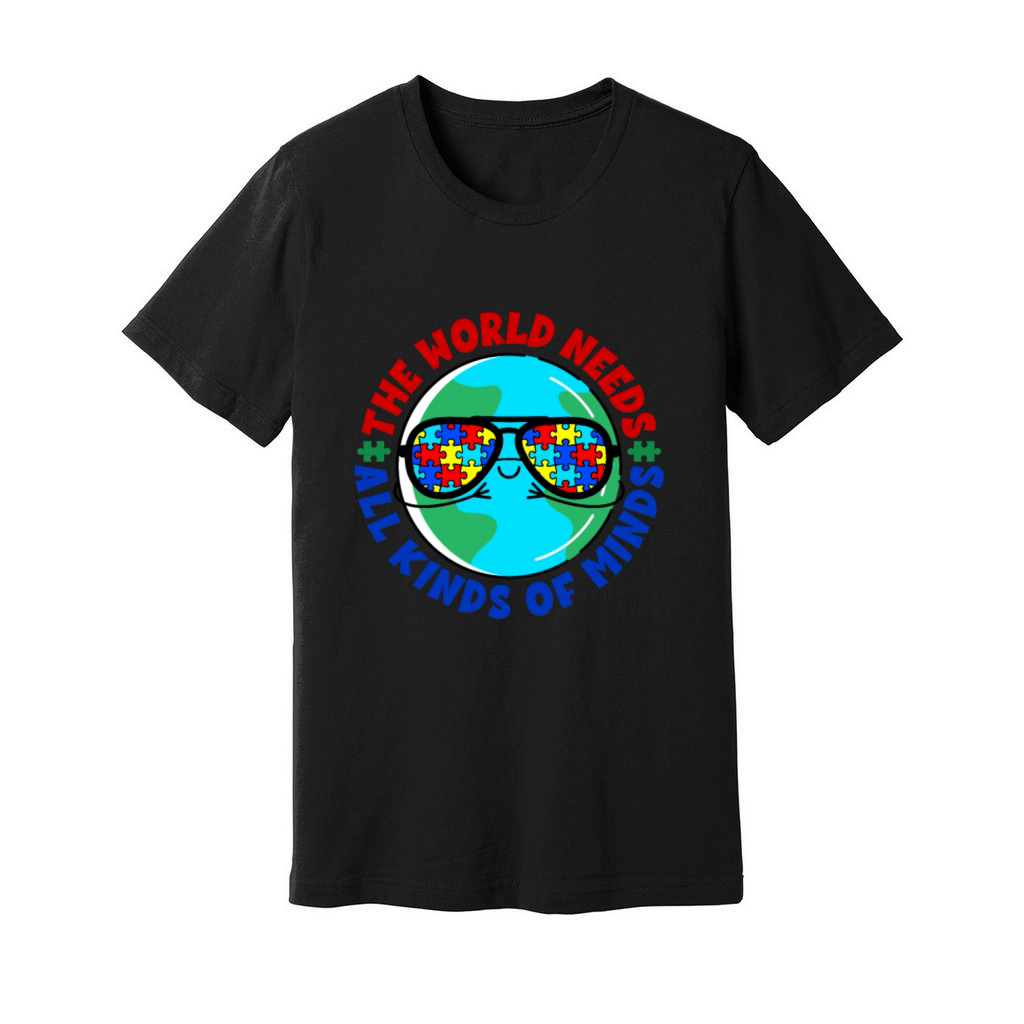 World Needs All Kinds of Minds Autism Awareness Unisex Jersey Tee