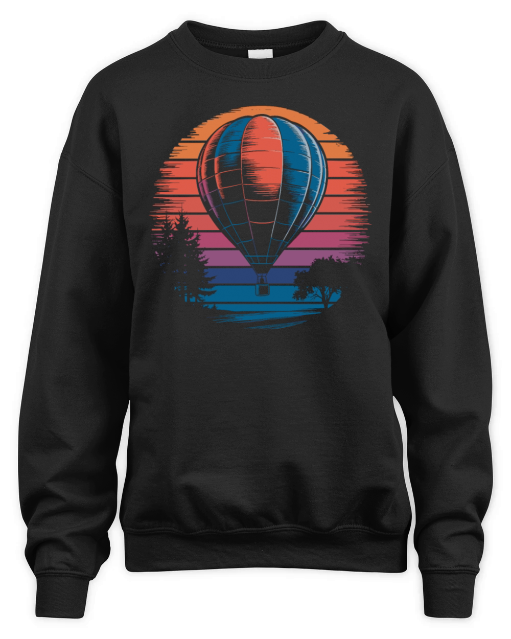 Hot Air Balloon Retro Sunset Vintage Scenic Unisex Premium Crewneck Sweatshirt