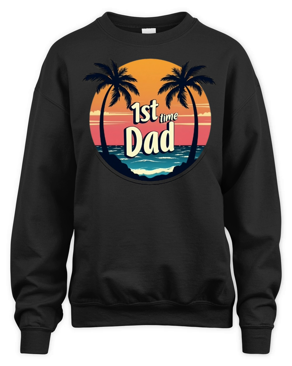 Vintage Retro Sunset 1st First Time Dad est 2024 Unisex Premium Crewneck Sweatshirt