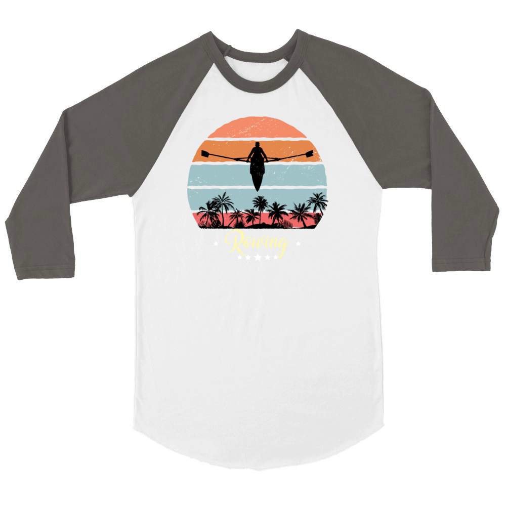 Kayak rowing vintage retro sunset sport Unisex ¾ sleeve Raglan T-shirt
