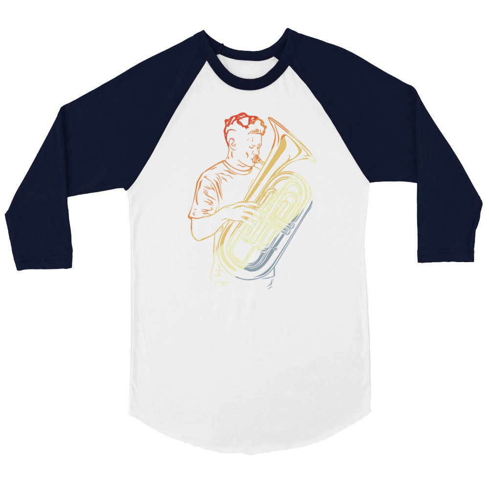 Tuba Guy Drawing Vintage Look Unisex ¾ sleeve Raglan T-shirt