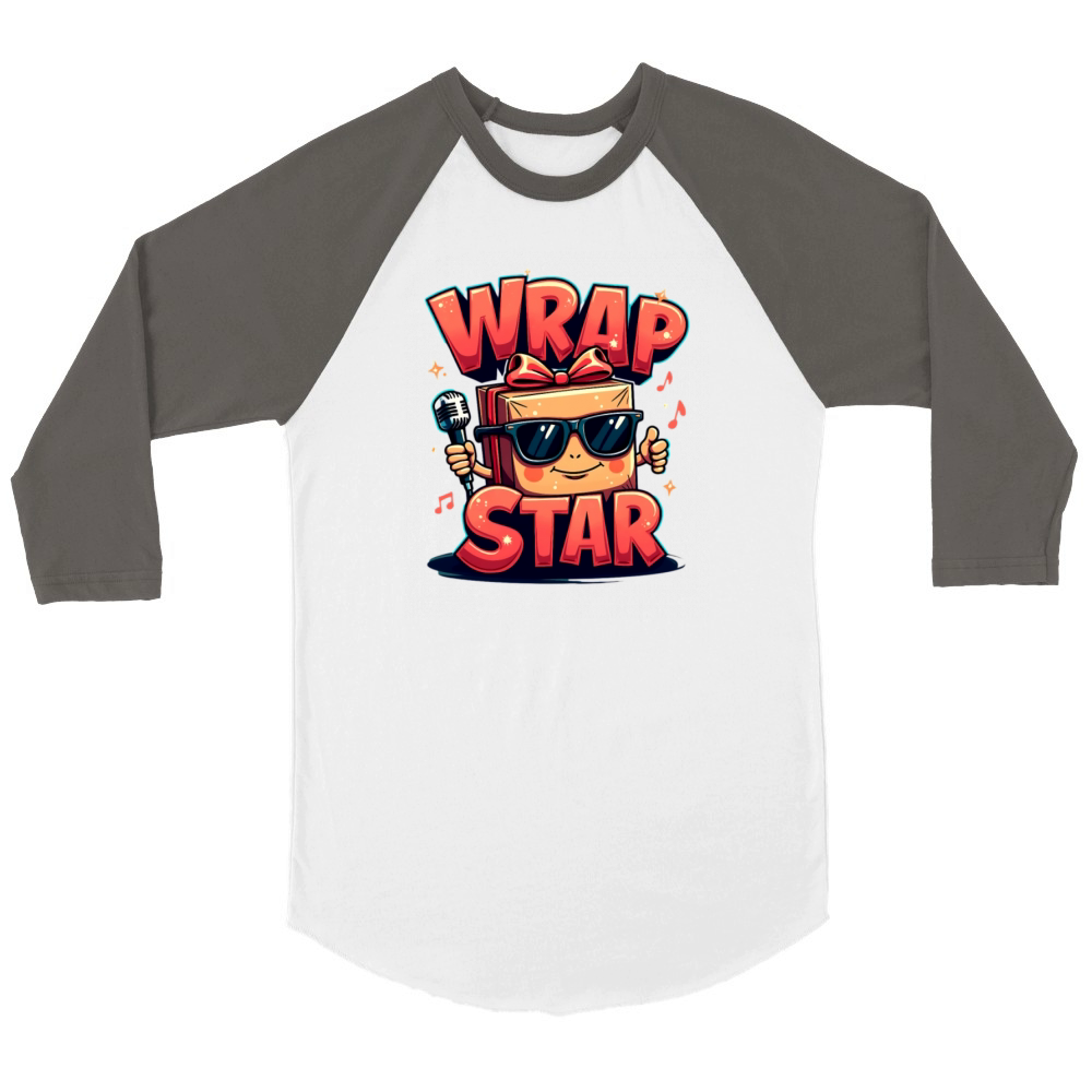 Wrap Star Christmas Present Unisex ¾ sleeve Raglan T-shirt