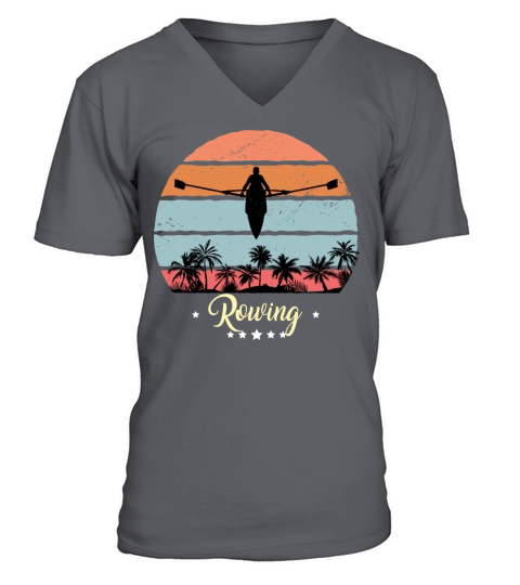 Kayak rowing vintage retro sunset sport V-Neck T-shirt