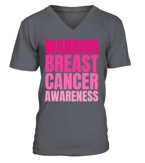 Pink Warrior Breast Cancer Awareness Support V-Neck T-shirt