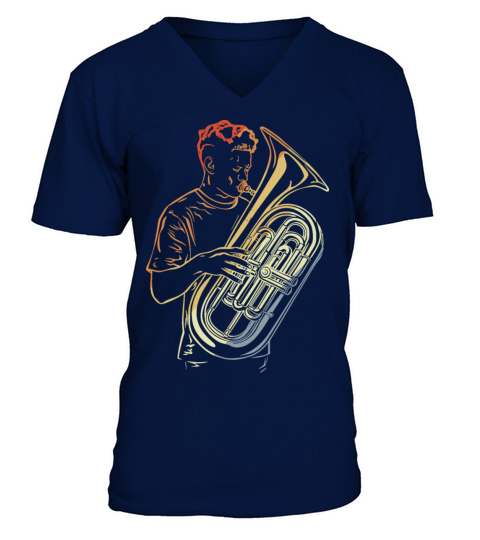 Tuba Guy Drawing Vintage Look V-Neck T-shirt