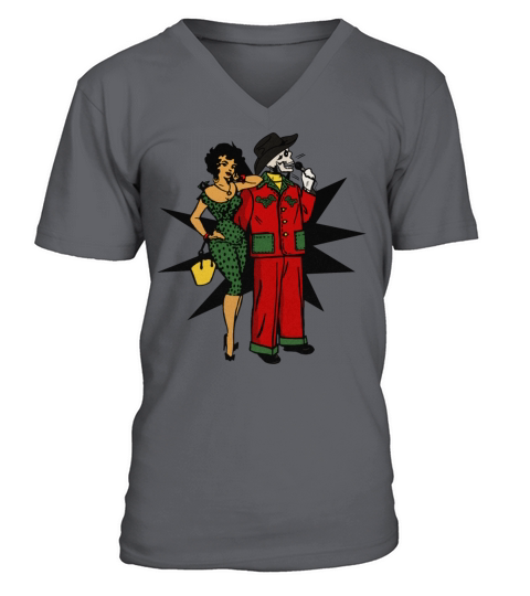 Vintage Mexican Calavera Ladies Man Singer V-Neck T-shirt
