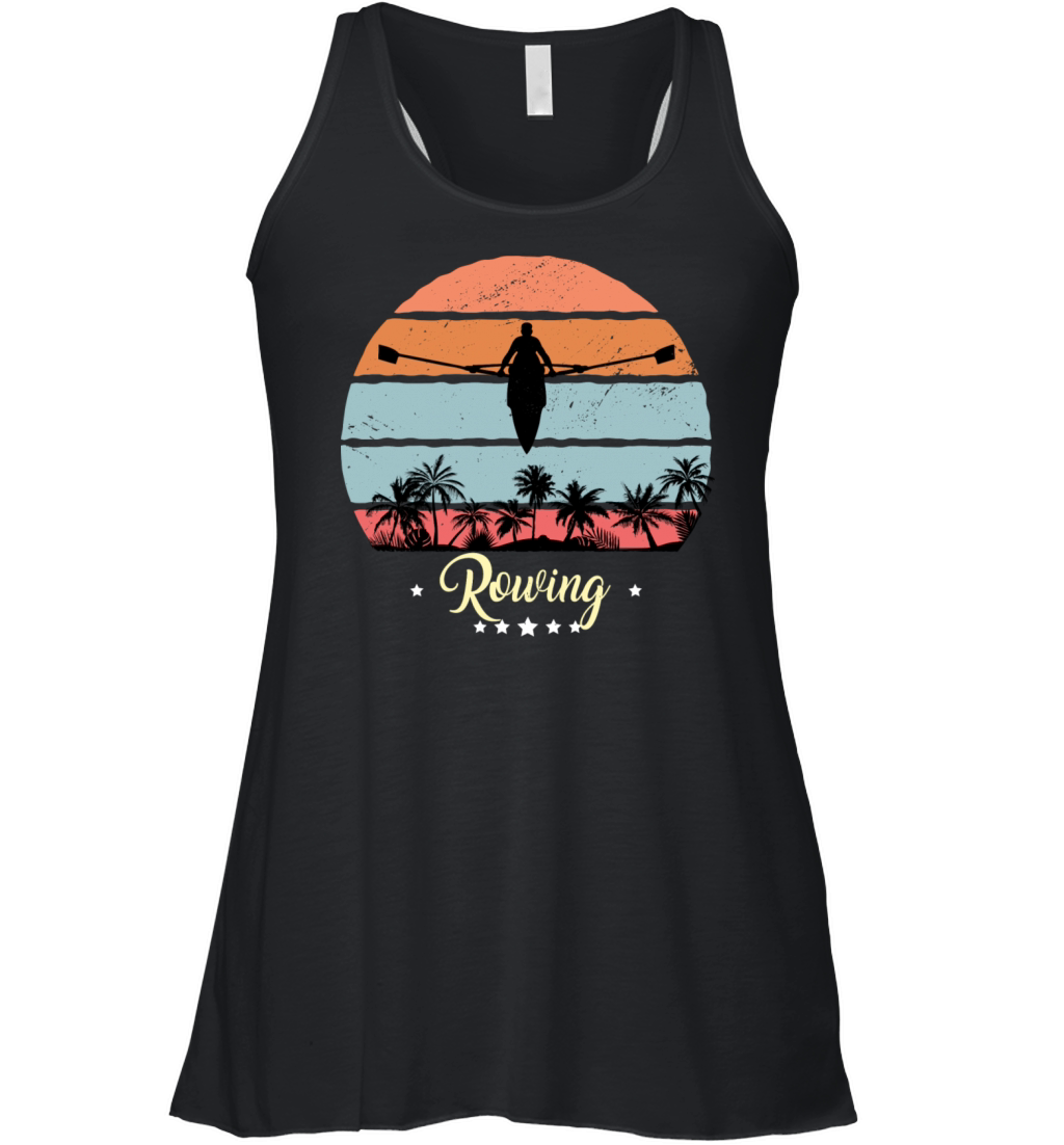 Kayak rowing vintage retro sunset sport Women's Flowy Tank Top