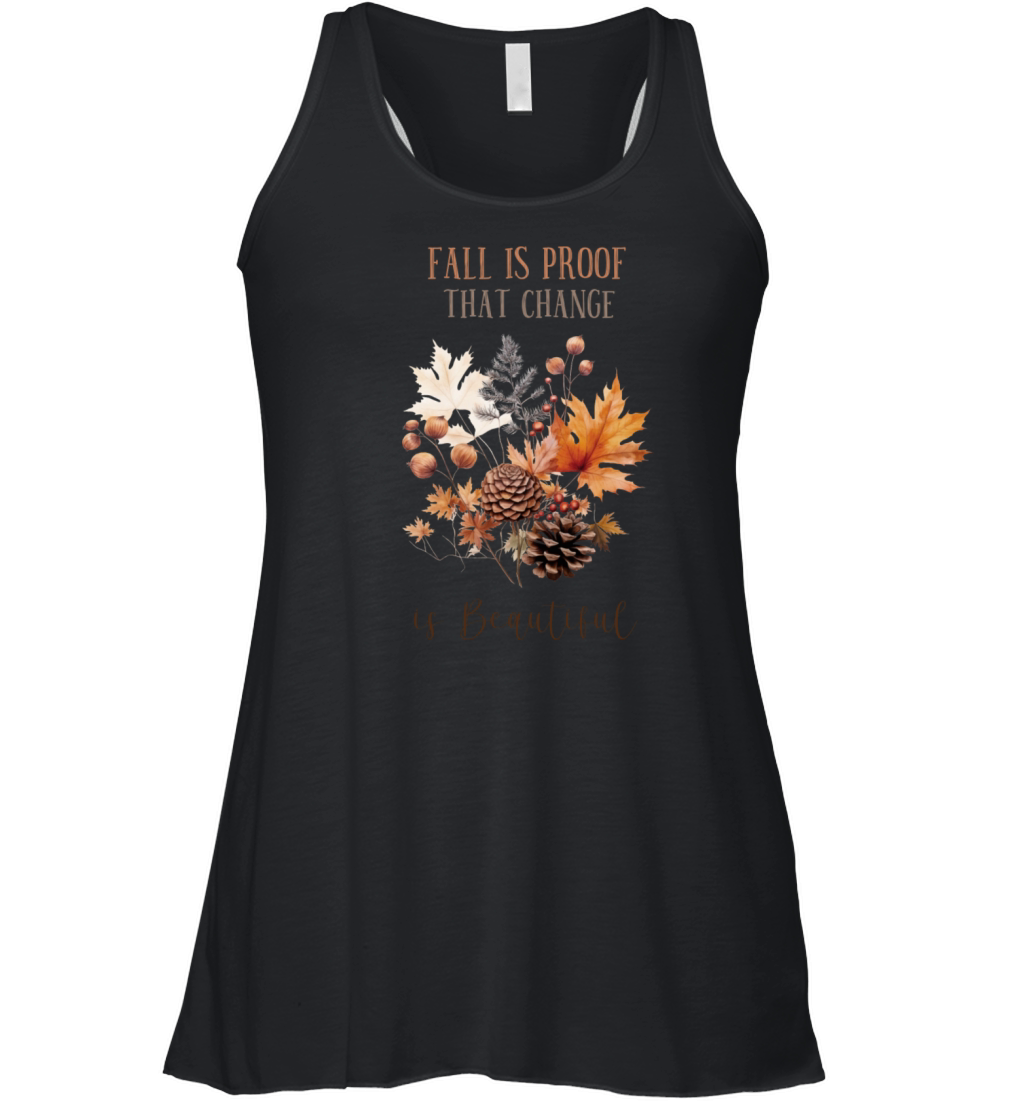 Watercolor Fall Leaves and Quote Women's Flowy Tank Top