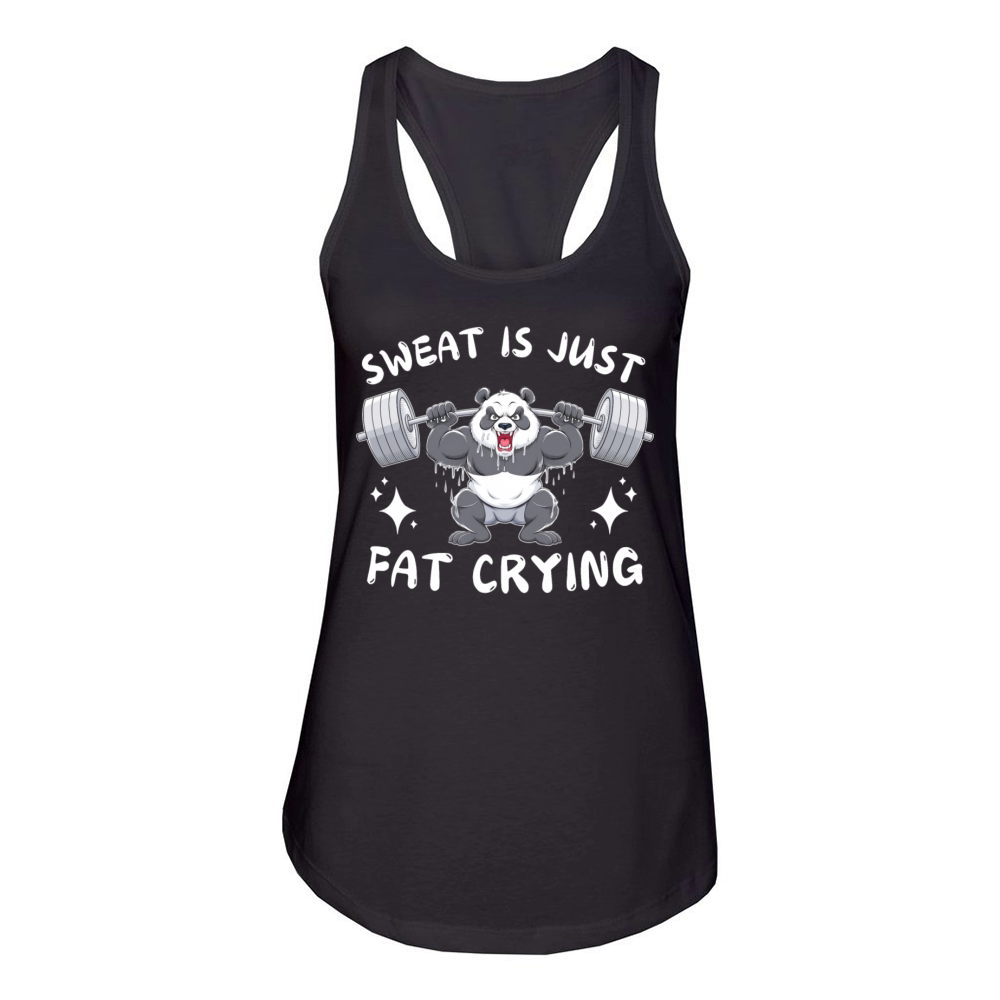Panda Sweat Is Just Fat Crying Funny Gym Lover Women's Racerback Tank