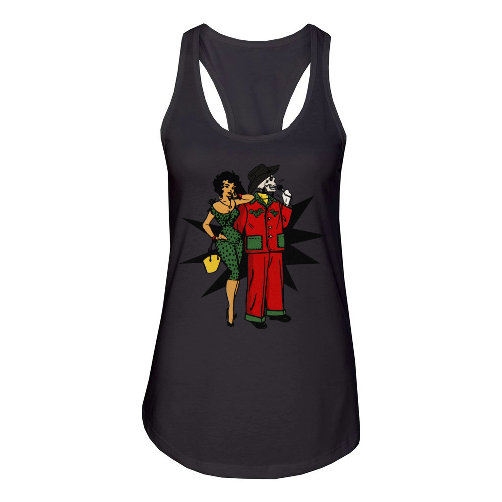 Vintage Mexican Calavera Ladies Man Singer Women's Racerback Tank