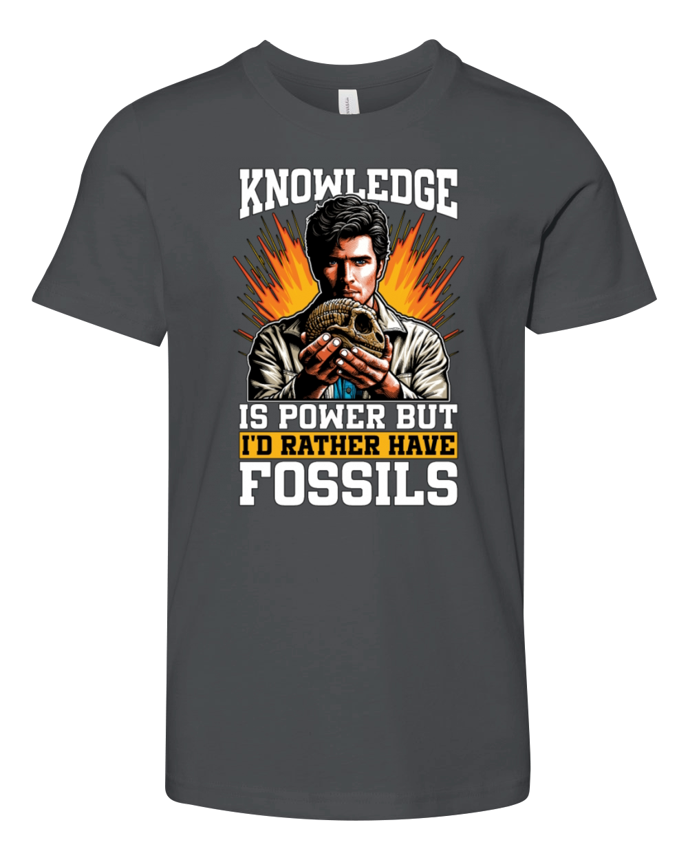Fossil Hunter Knowledge Is Power Paleontologist Youth Unisex Jersey Tee