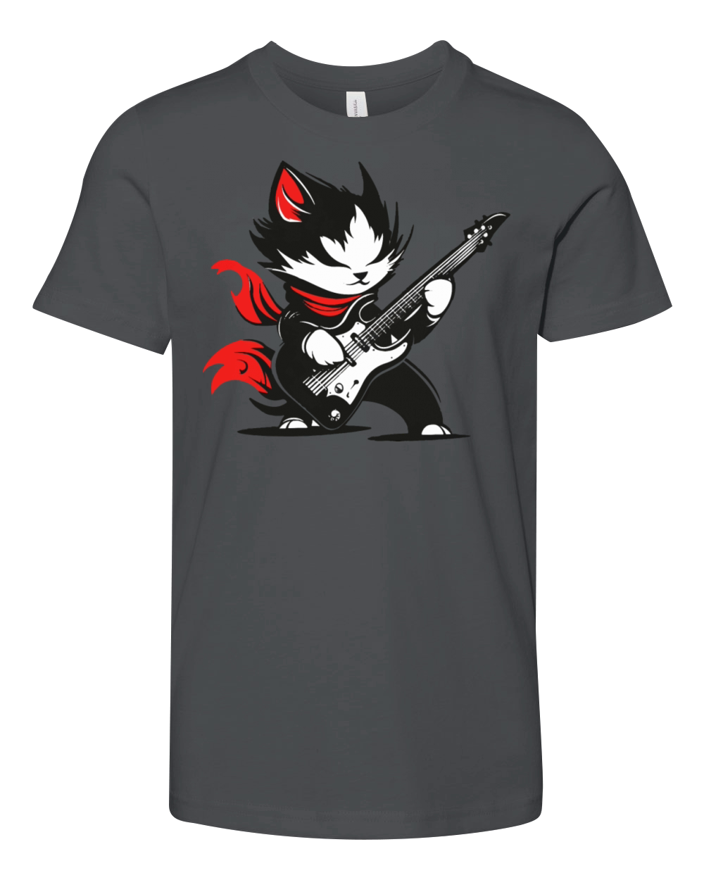 Rock Cat Playing Guitar Rock Lovers Vintage Shirt Youth Unisex Jersey Tee
