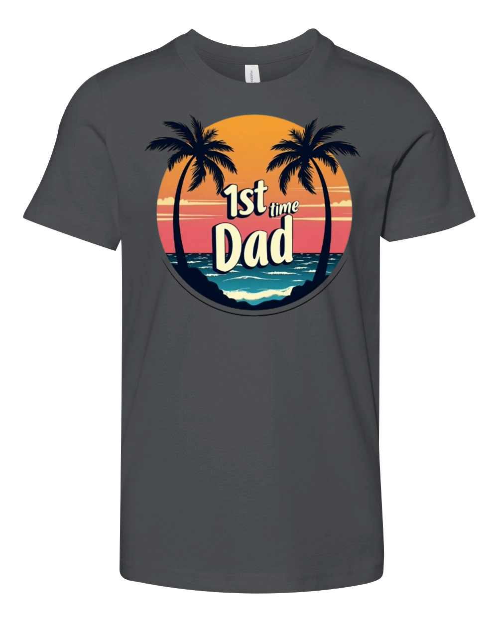 Vintage Retro Sunset 1st First Time Dad est 2024 Youth Unisex Jersey Tee