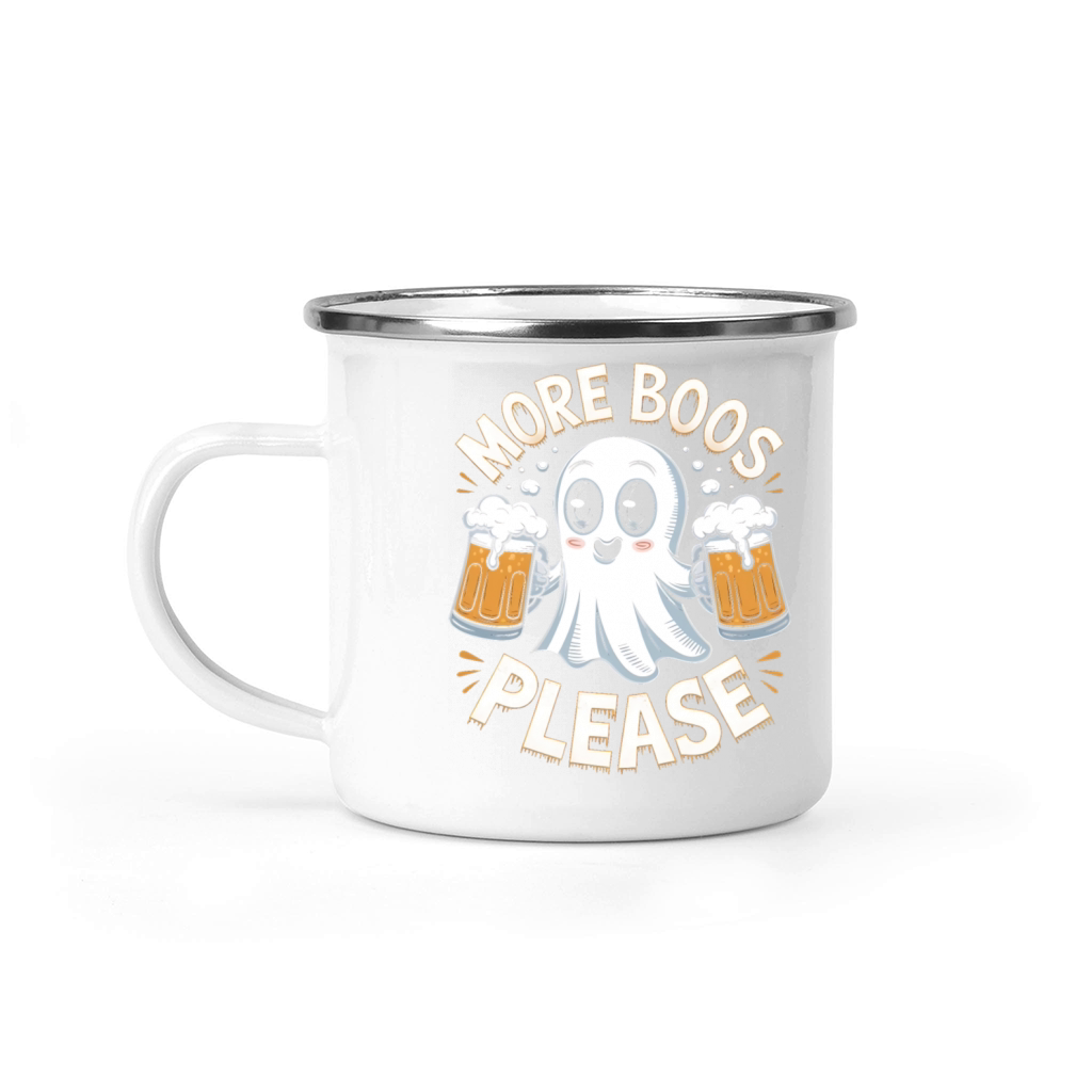 More Boos Please Halloween Party Ghost and Beer Fu Camping Mug