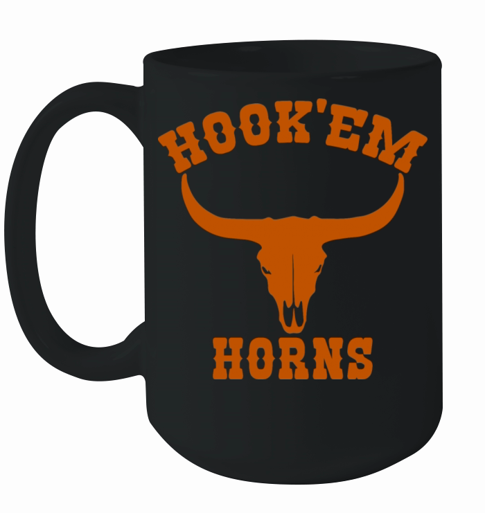 Hookem Horns State of Texas Bull Head Longhorn Ceramic Mug
