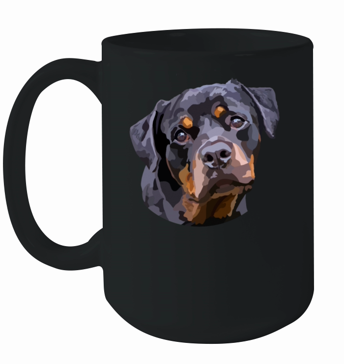 Rottweiler Hand Drawn Digital Art Portrait Ceramic Mug