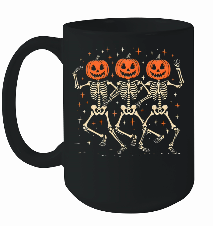 Skeletons with Pumpkin Heads Dancing Ceramic Mug