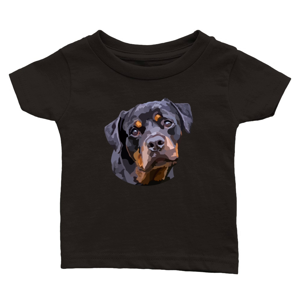 Rottweiler Hand Drawn Digital Art Portrait Classic Baby Crewneck T-shirt