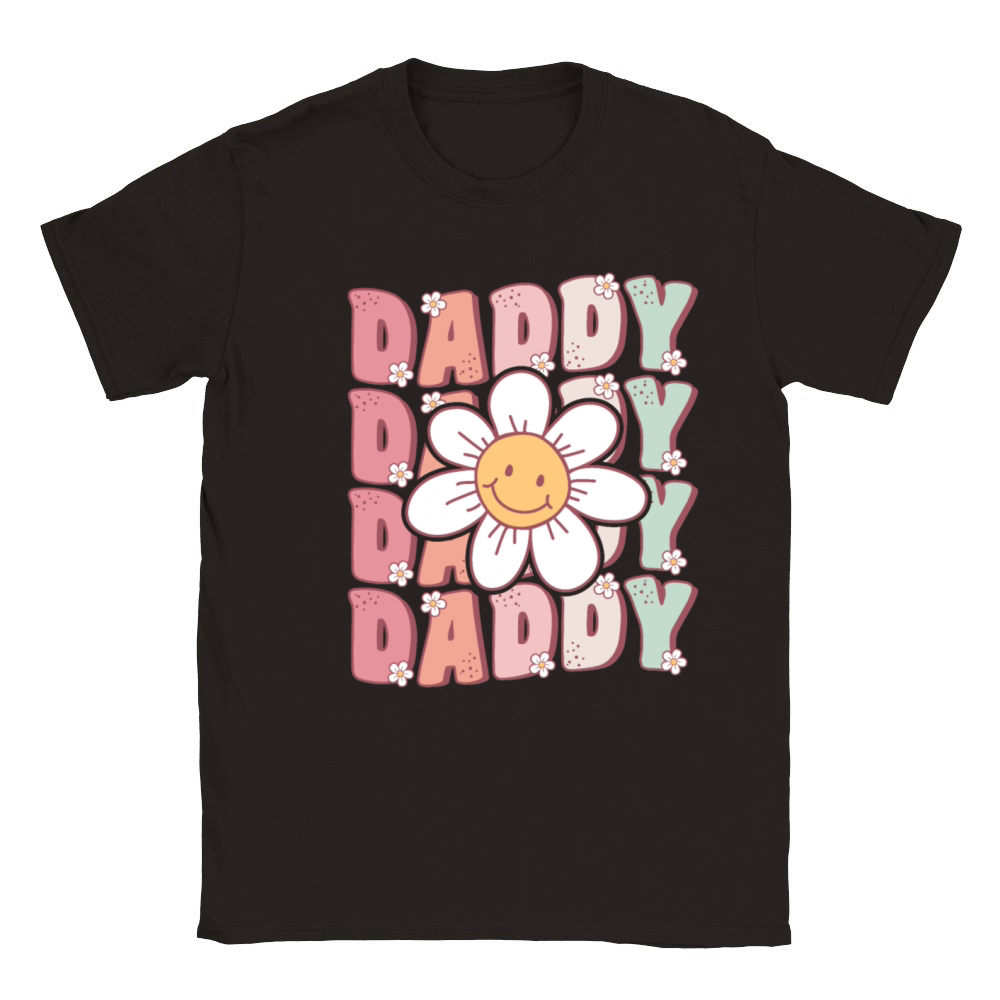Cute Groovy Daddy Retro Daisy Flower Classic Kids Crewneck T-shirt