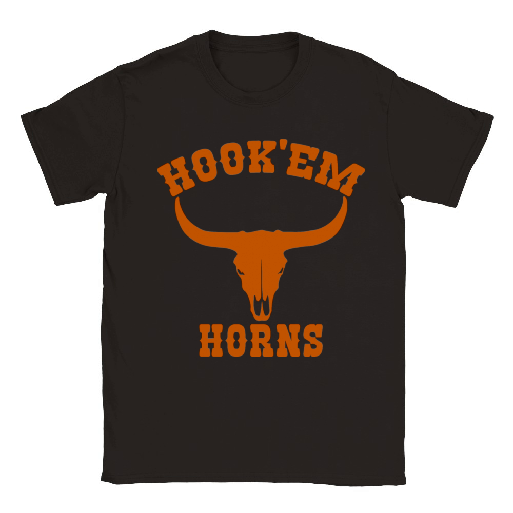 Hookem Horns State of Texas Bull Head Longhorn Classic Kids Crewneck T-shirt