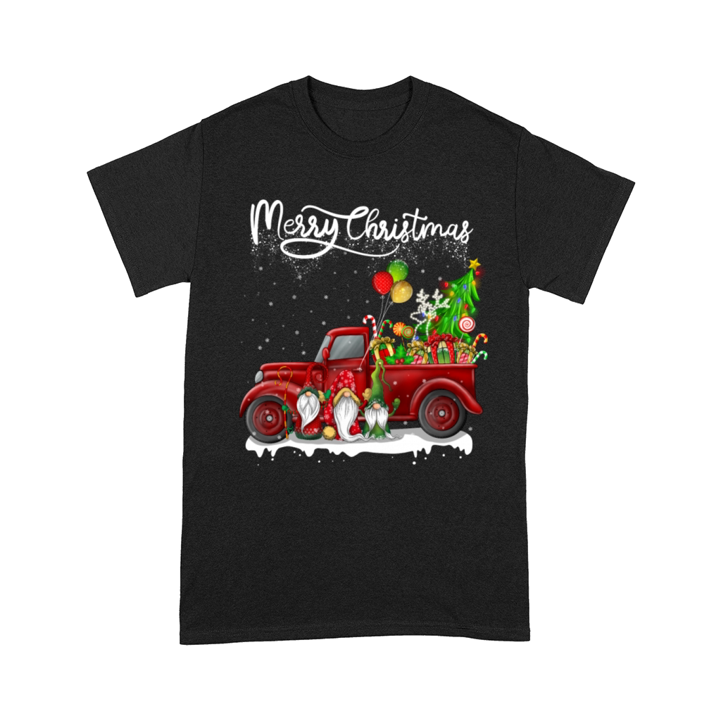 Merry Christmas Vintage Red Truck Gnomes Comfort T-shirt