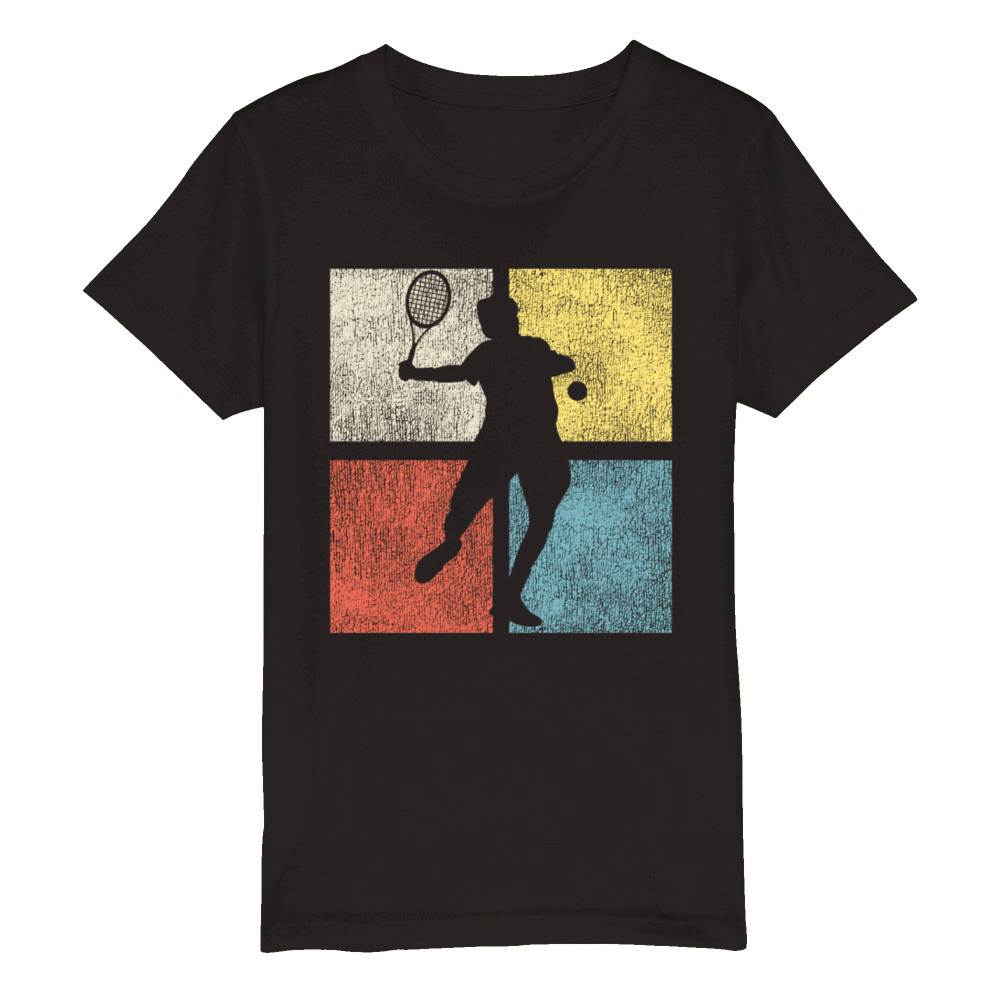 Funny Tennis Player Racket Retro Organic Kids Crewneck T-shirt