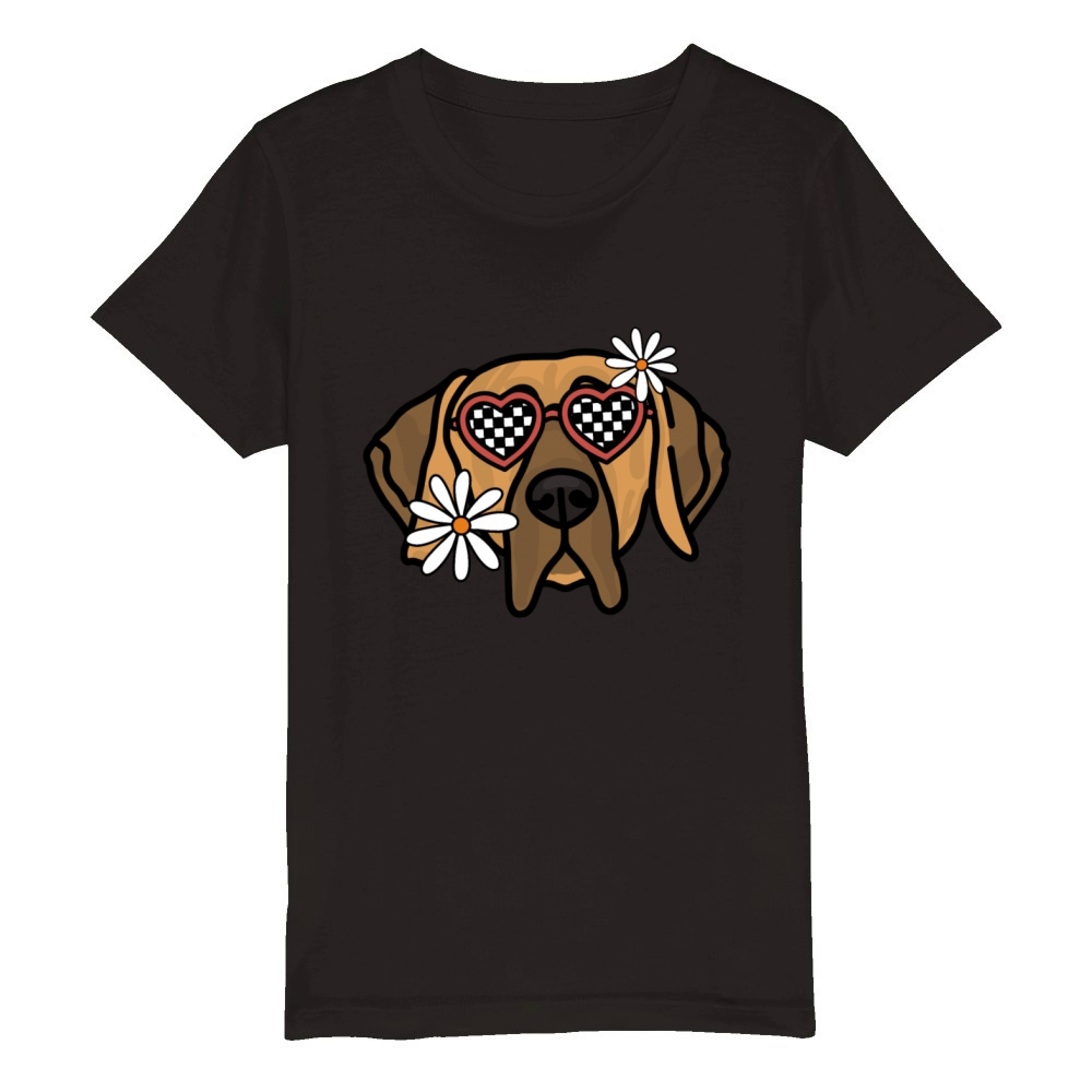 Great Dane Brown Retro Dog Organic Kids Crewneck T-shirt