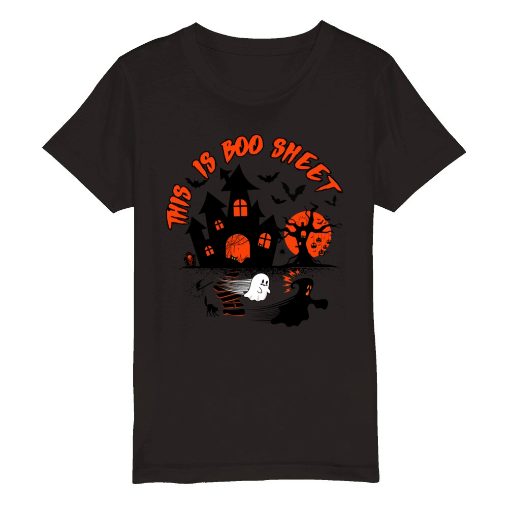 This Is Boo Sheet Funny Halloween retro Vintage Gh Organic Kids Crewneck T-shirt