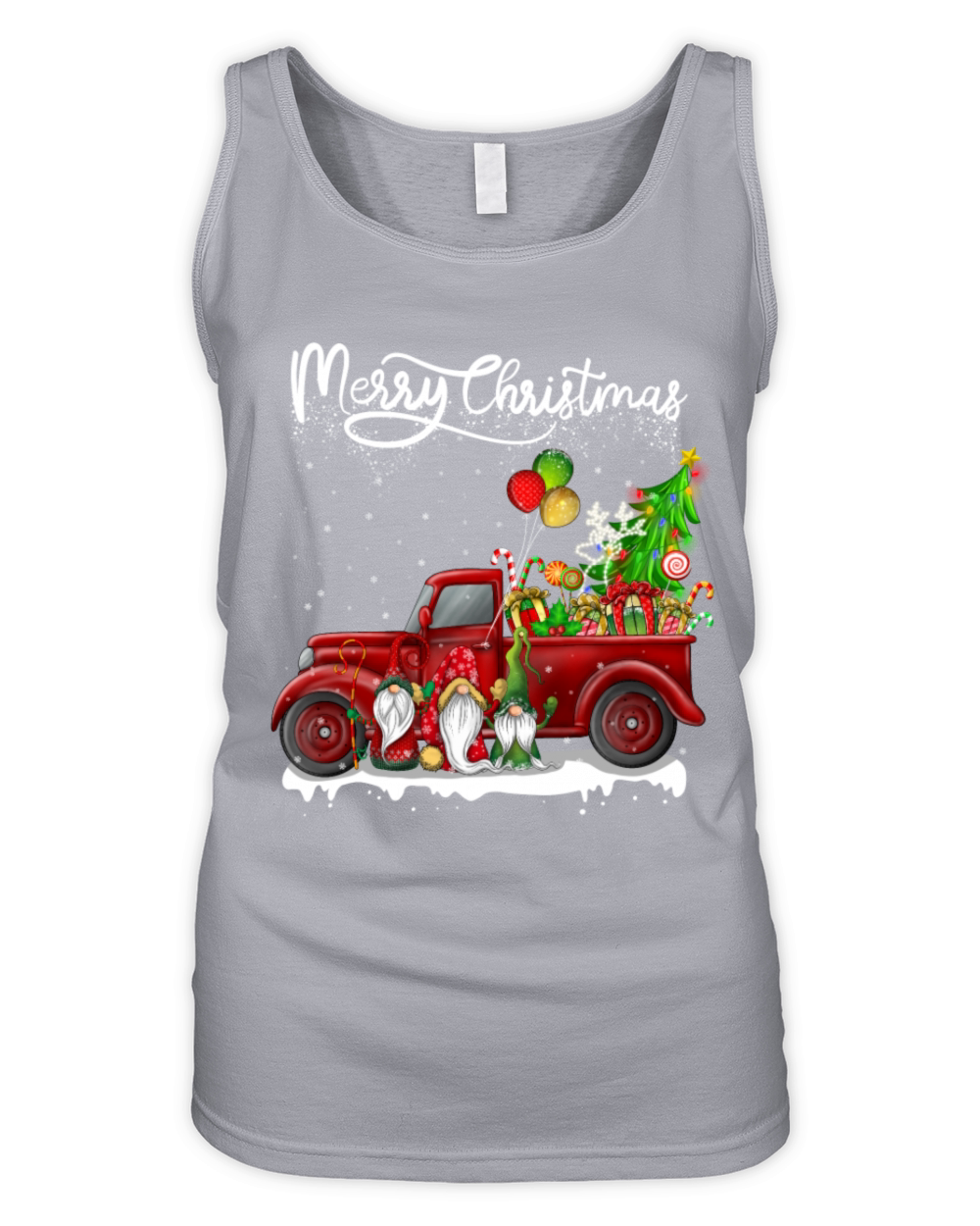 Merry Christmas Vintage Red Truck Gnomes Organic Women's Tank Top