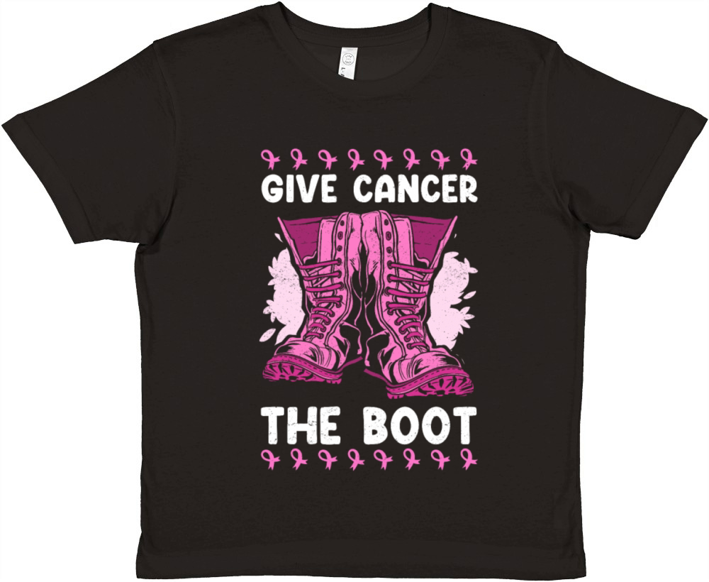 Give Cancer The Boot Breast Cancer Premium Kids Crewneck T-shirt