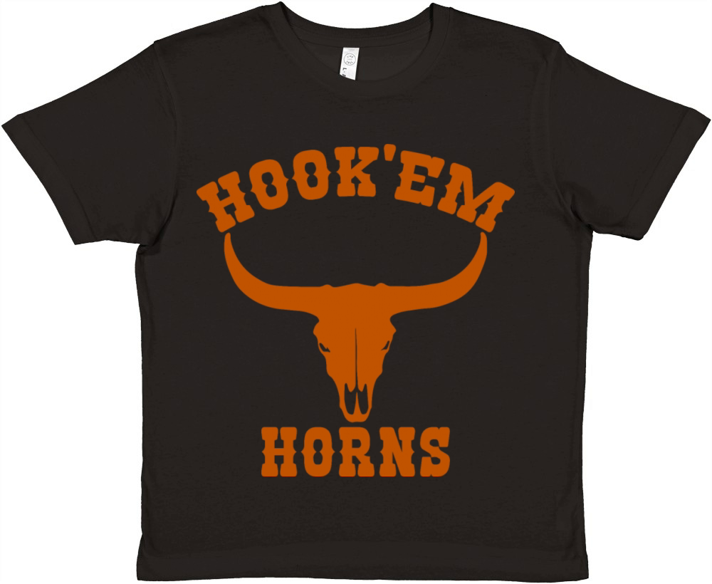 Hookem Horns State of Texas Bull Head Longhorn Premium Kids Crewneck T-shirt
