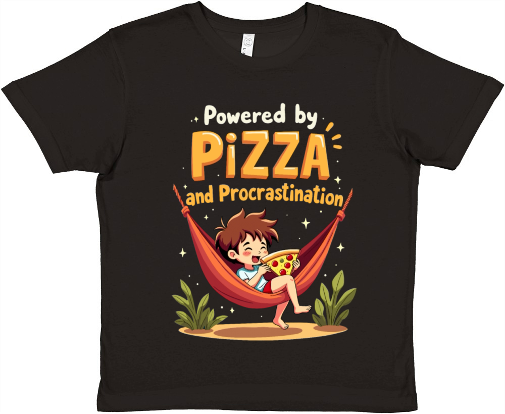 Powered by Pizza and Procrastination Premium Kids Crewneck T-shirt
