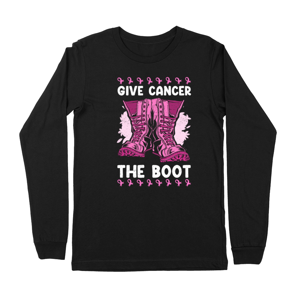 Give Cancer The Boot Breast Cancer Premium Long Sleeve